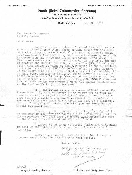 south plains colonization co.