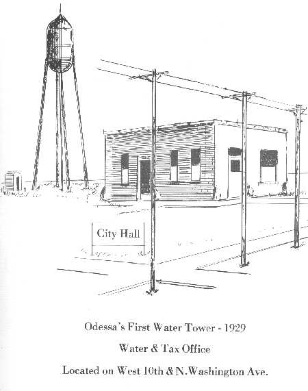 City hall next to Odessa Water Tower